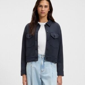 J. Jill Wearever Collection Navy Double Knit Structured Short Jacket Coastal